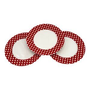 Pfaltzgraff Kenna Red Salad Plates Red Check gingham Border Price Per Plate EUC